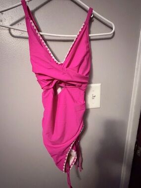 Sage Hot Pink Twist-Front One-Piece Swimsuit
